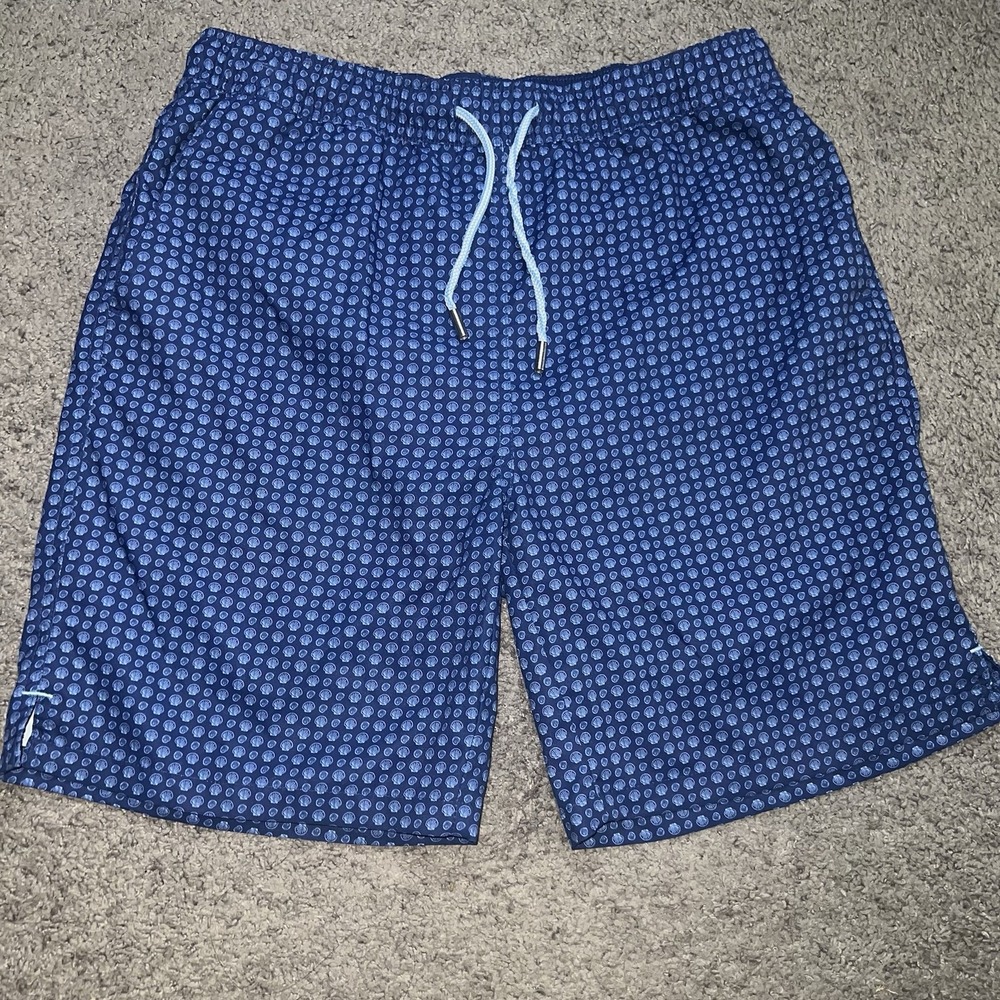 Peter Millar Seaside Men's Medium Seashell AOP Drawstring Swim Trunks Beach